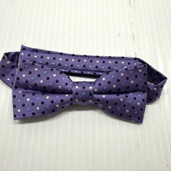 Nordstrom Purple Polka Dot Silk Bow Tie Adjustable Formal Wedding Prom Accessory - Picture 4 of 5